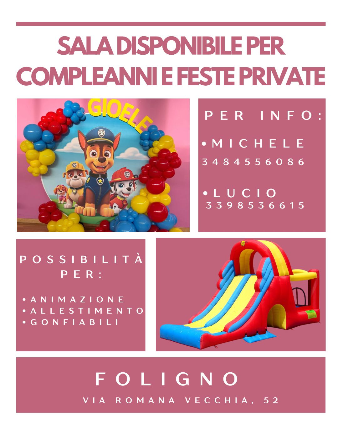 Sala Foligno: spazio per feste di compleanno per bambini a Foligno